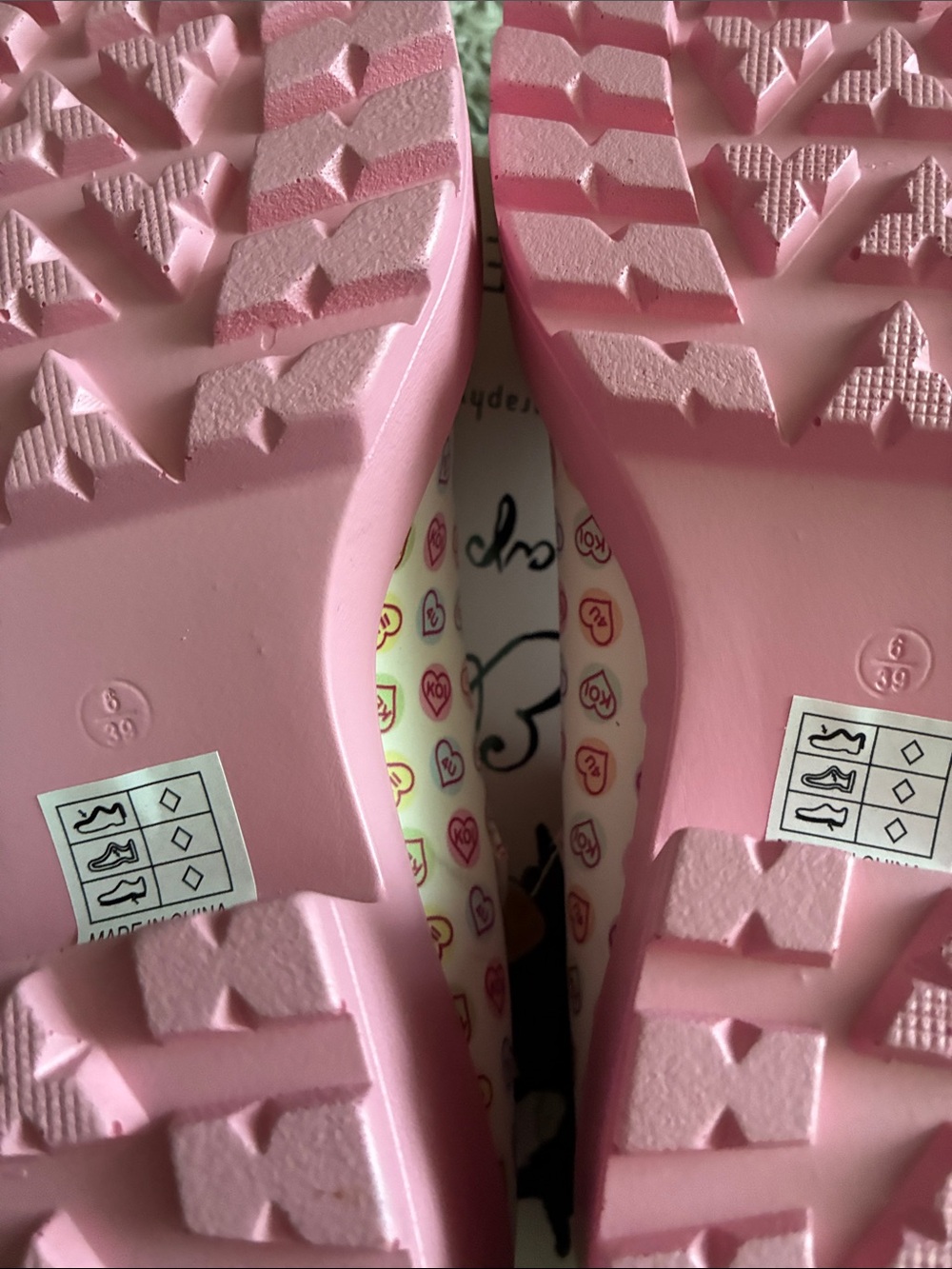 koi White Mary Jane Platform Heels with Pink Soles and Multicolor Heart Print - Picture 5 of 7